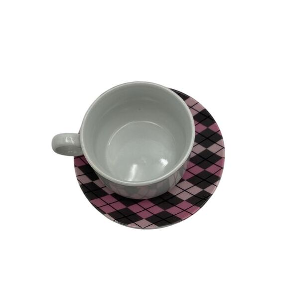 Queenwest Trading Co. Pink Plaid Tea Cup & Saucer Set 2-Piece - Picture 2 of 11